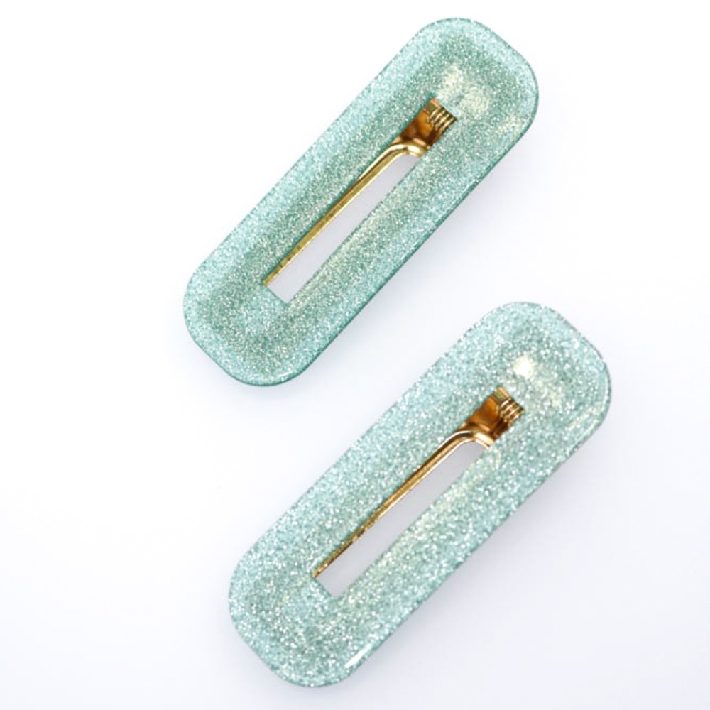 Glimmer Block Duo Clips Turquoise